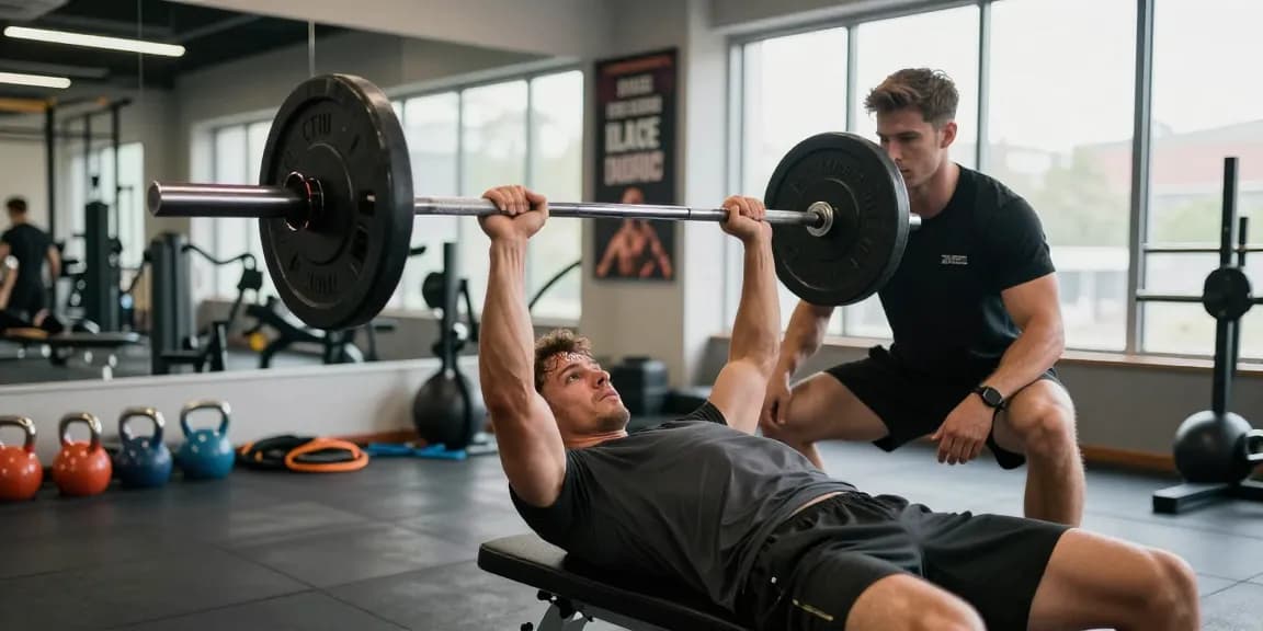 Engagierter Bodybuilder hebt Gewichte in einem Fitnessstudio bei Steroidshop für optimales Muskelwachstum.