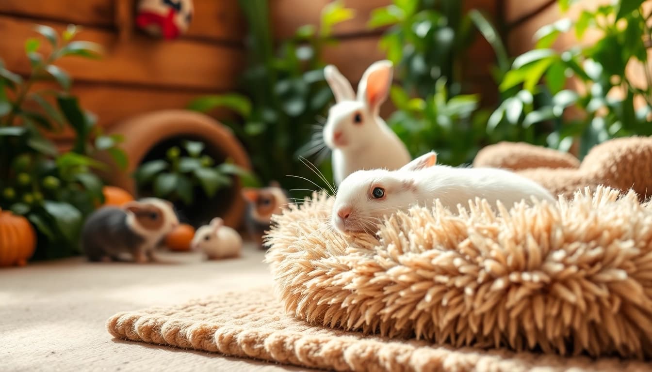 Hanfmatte bietet gemütlichen Komfort für kleine Haustiere in einem natürlichen Umfeld.
