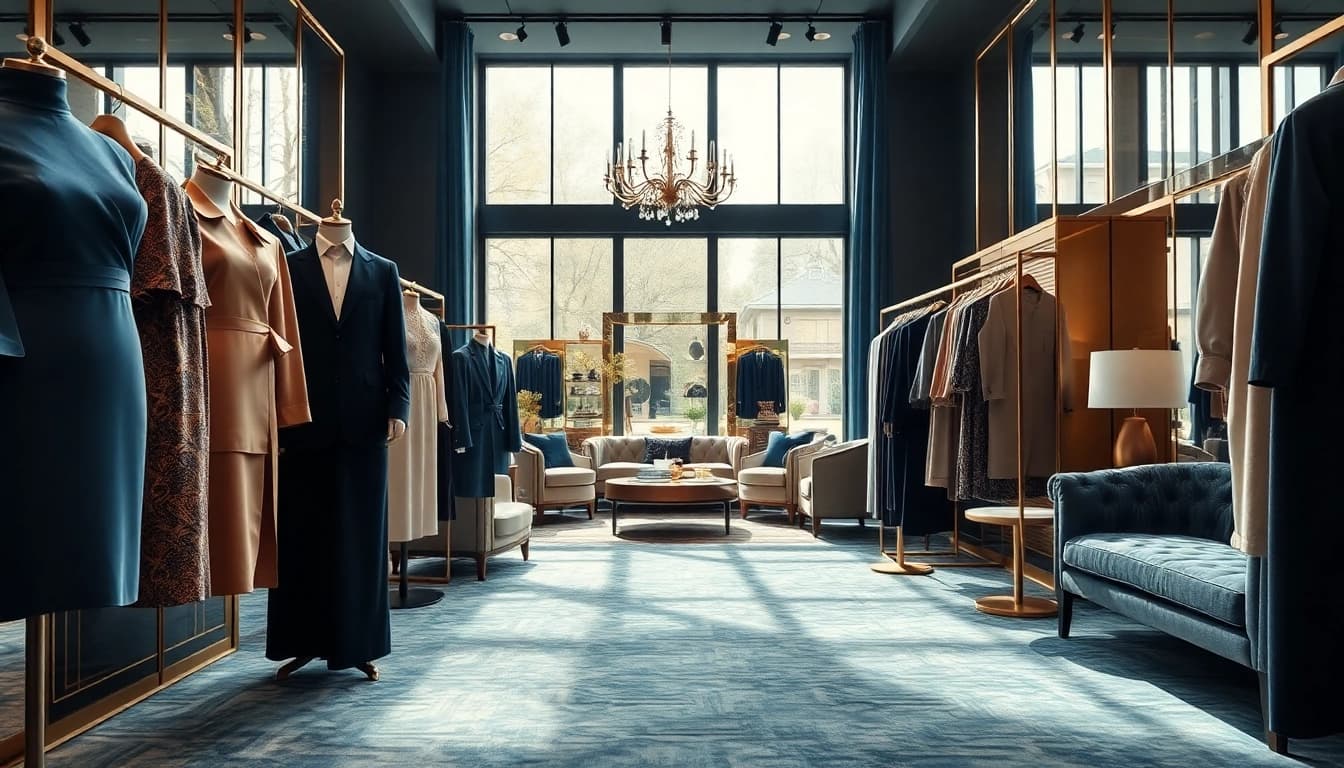 Alvionz showcases luxurious high-end fashion in a sophisticated boutique interior.