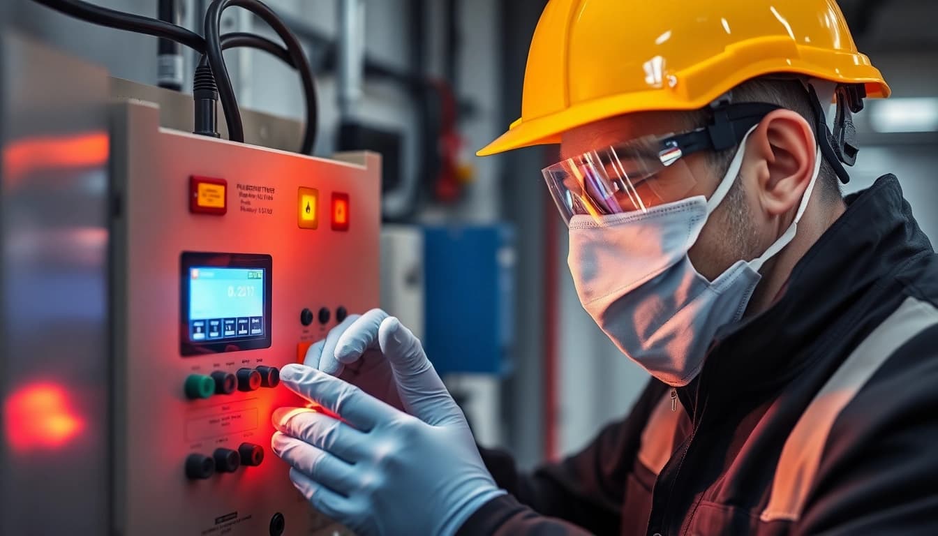Elektriker führt die Prüfung ortsveränderlicher elektrischer Betriebsmittel durch und sichert die Betriebssicherheit.