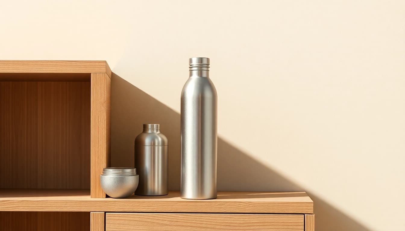 Kolloidales Silber kaufen - Hochwertige Silberflasche auf Holzregal, perfekt für Gesundheit und Wellness.