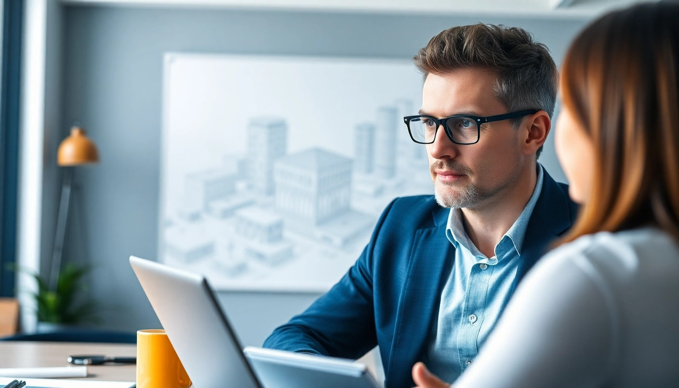 Headhunter Ingenieure berät einen Kunden in einem modernen Büro über Ingenieurtalente.