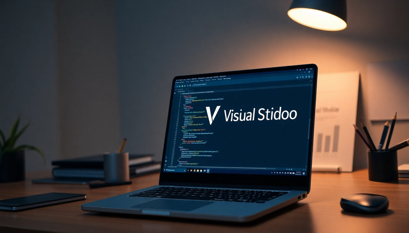Microsoft Visual Studio 2022 Professional lizenzierter Download auf einem modernen Arbeitsplatz darstellen.