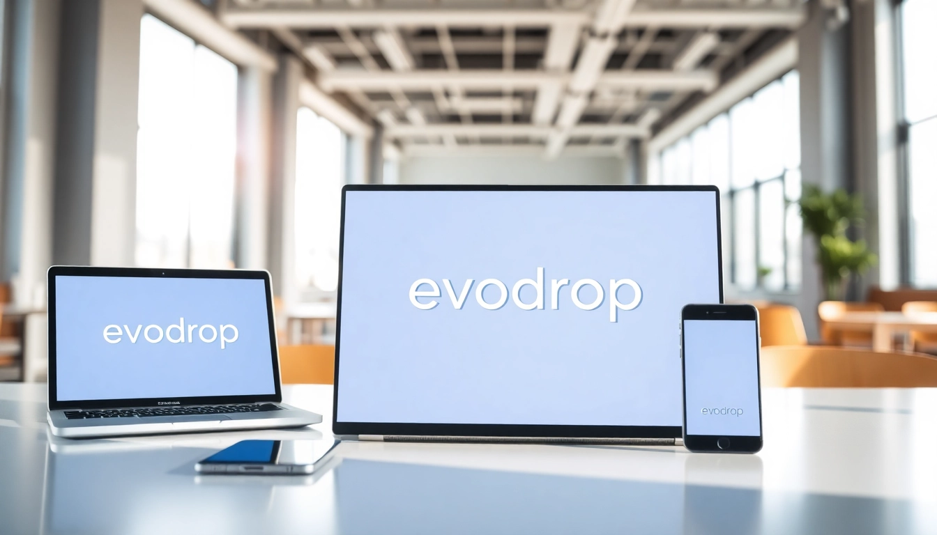 Erleben Sie die Innovation von evodrop in einem modernen Büro mit vielen Geräten.