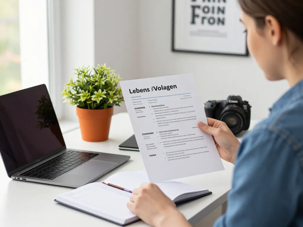 Jobbewerber präsentiert professionelle Lebenslauf Vorlagen in einem modernen Büro, hebt Karrierebereitschaft und Erfolg hervor.