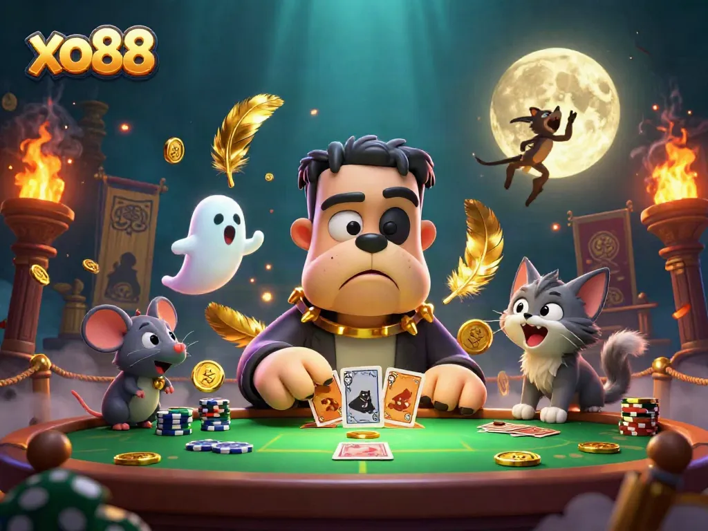 Experience the excitement of xo88 with a unique card game scene featuring vibrant 3D characters.