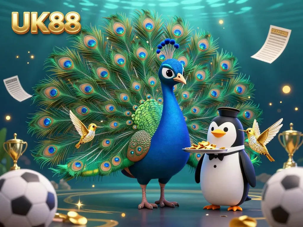 Engage in dynamic sports betting with UK88, featuring vibrant character interactions and gaming elements.