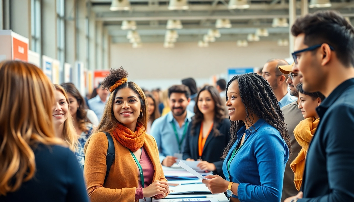 Find Stellenangebote at bustling job fairs, showcasing diverse professionals searching for new opportunities.
