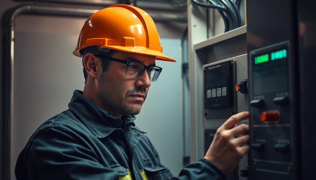 Techniker führt eine DGUV V3 Prüfung an elektrischen Anlagen durch, um Sicherheit und Funktionalität zu gewährleisten.