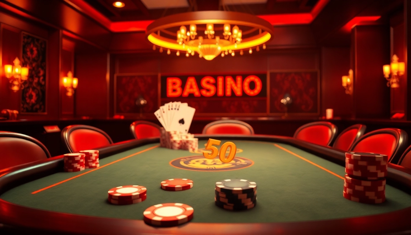 Erlebe den aufregenden Casino Bonus mit leuchtenden Chips und Karten auf einem stilvollen Tisch.