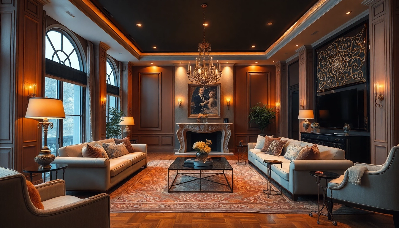 Indulge in luxury with a beautifully styled living room featuring elegant furnishings and inviting lighting.
