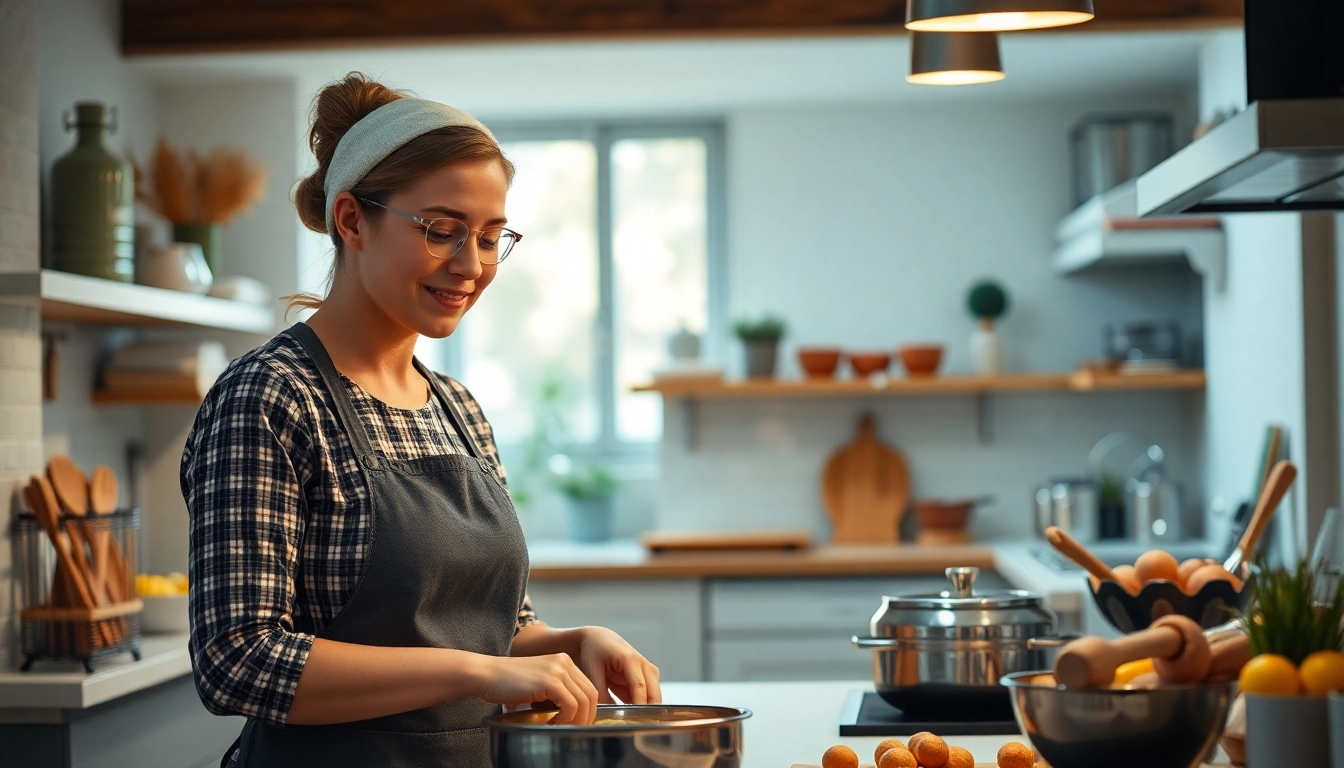 Hauswirtschaftstelle Hameln: Hauswirtschaftskraft bereitet eine moderne Küche vor.
