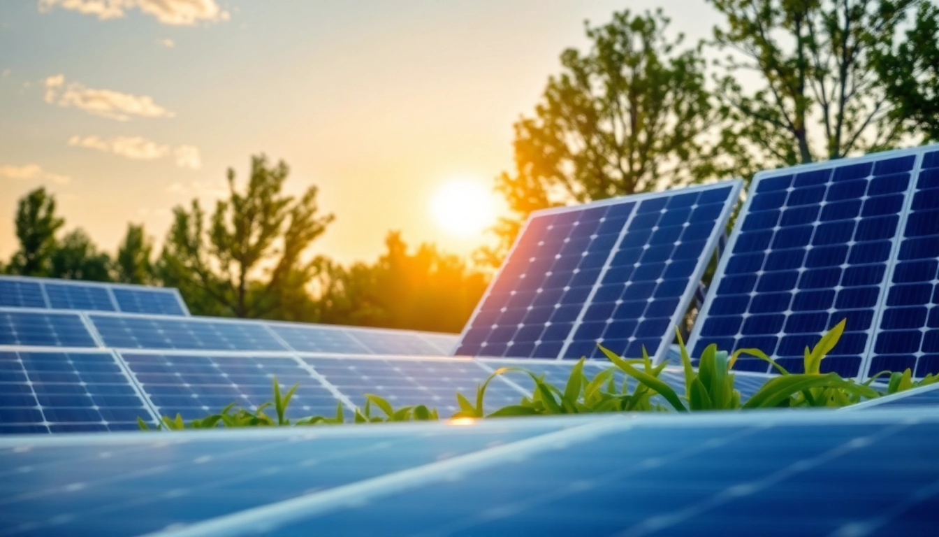 PV Module kaufen: Hochwertige Solarmodule auf einer modernen Installation in einem sonnigen, grünen Umfeld.