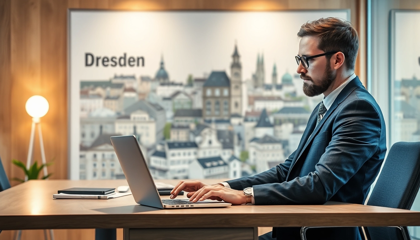 Headhunter Dresden analysiert Kandidaten in einem modernen Büroambiente.