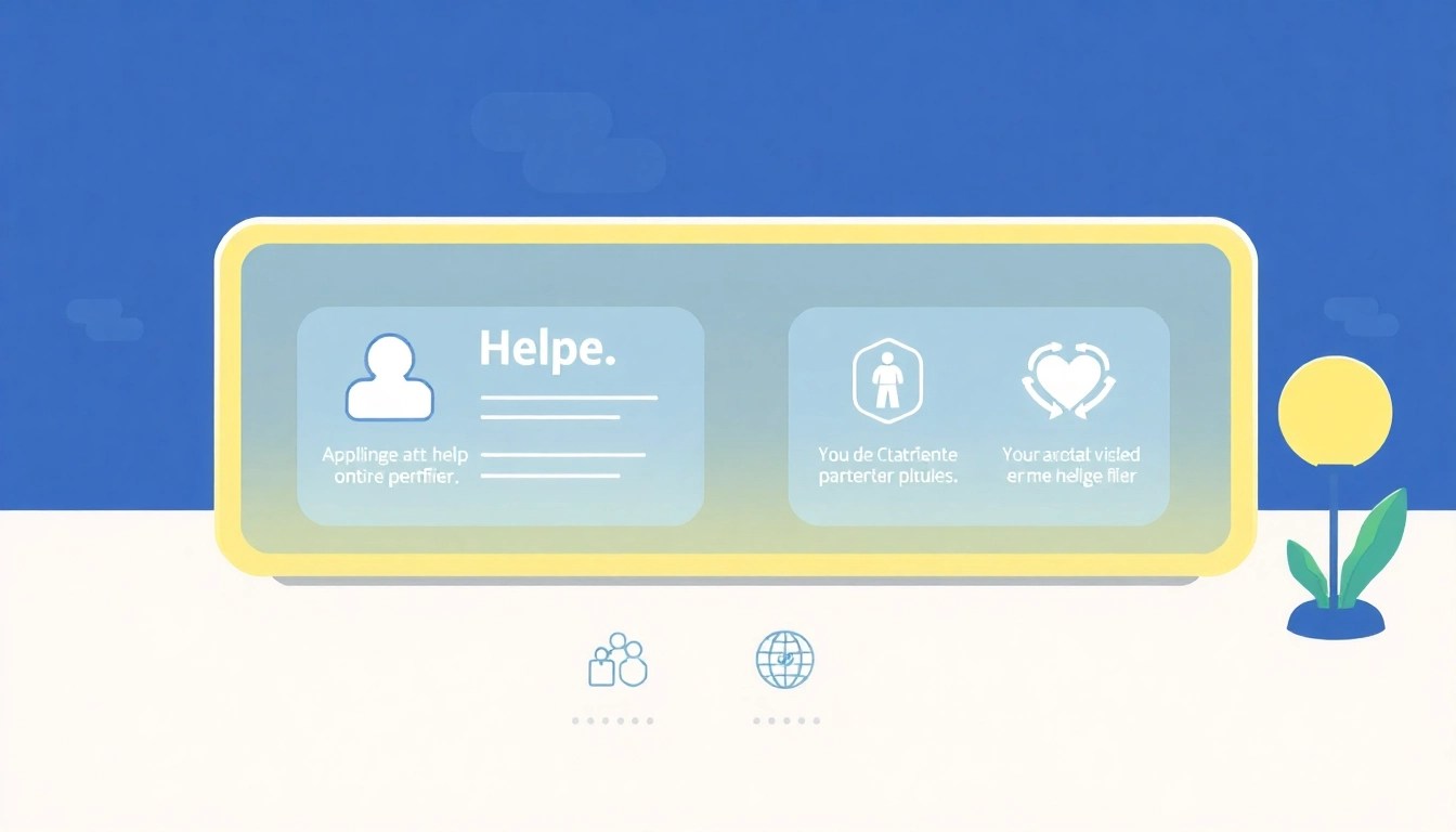 Hilfeportal mit interaktiven Elementen, die Unterstützung bieten.