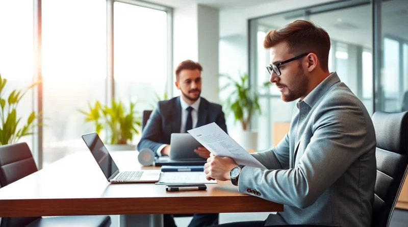Headhunter Schweiz in einem modernen Büro, konzentriert bei der Arbeit mit einem Kunden.