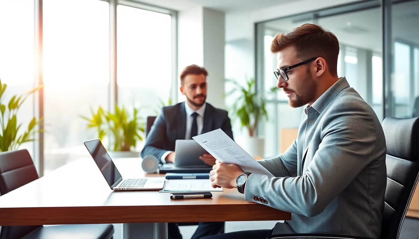 Headhunter Schweiz in einem modernen Büro, konzentriert bei der Arbeit mit einem Kunden.