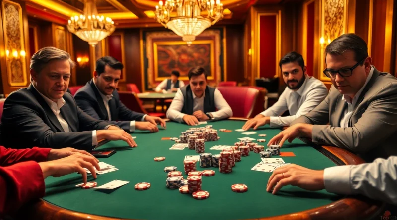 High-stakes poker action at https://topclub.website/ showcasing luxury and excitement in a casino setting.