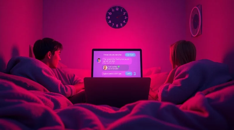 Engaging sex chat scene with warm lighting, inviting atmosphere, and interactive digital elements.