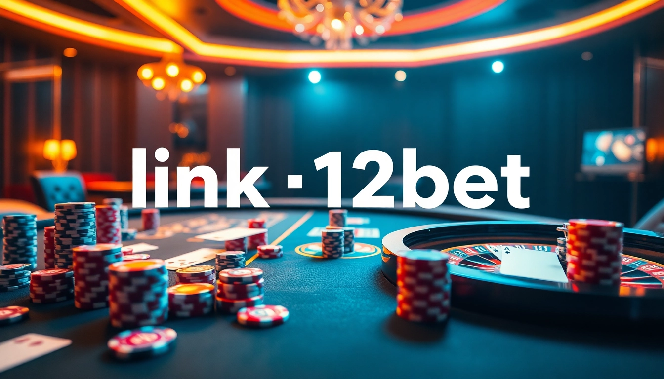 Experience the thrilling atmosphere of 12Bet's online casino with vibrant gaming elements and luxury.