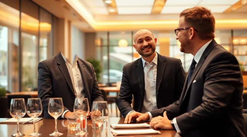 Interaktion zwischen einem Headhunter Gastronomie und einem Kandidaten in einem modernen Restaurant.