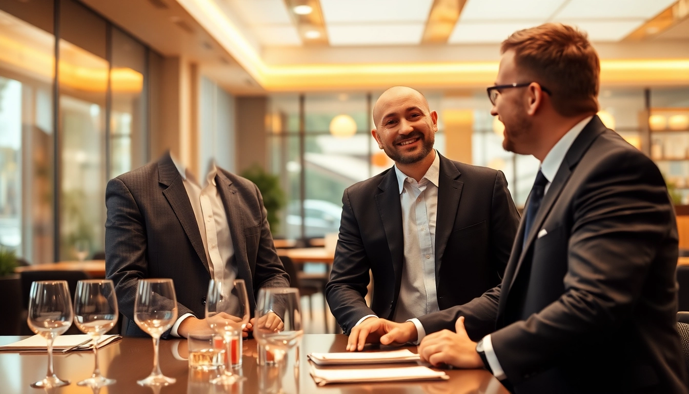 Interaktion zwischen einem Headhunter Gastronomie und einem Kandidaten in einem modernen Restaurant.