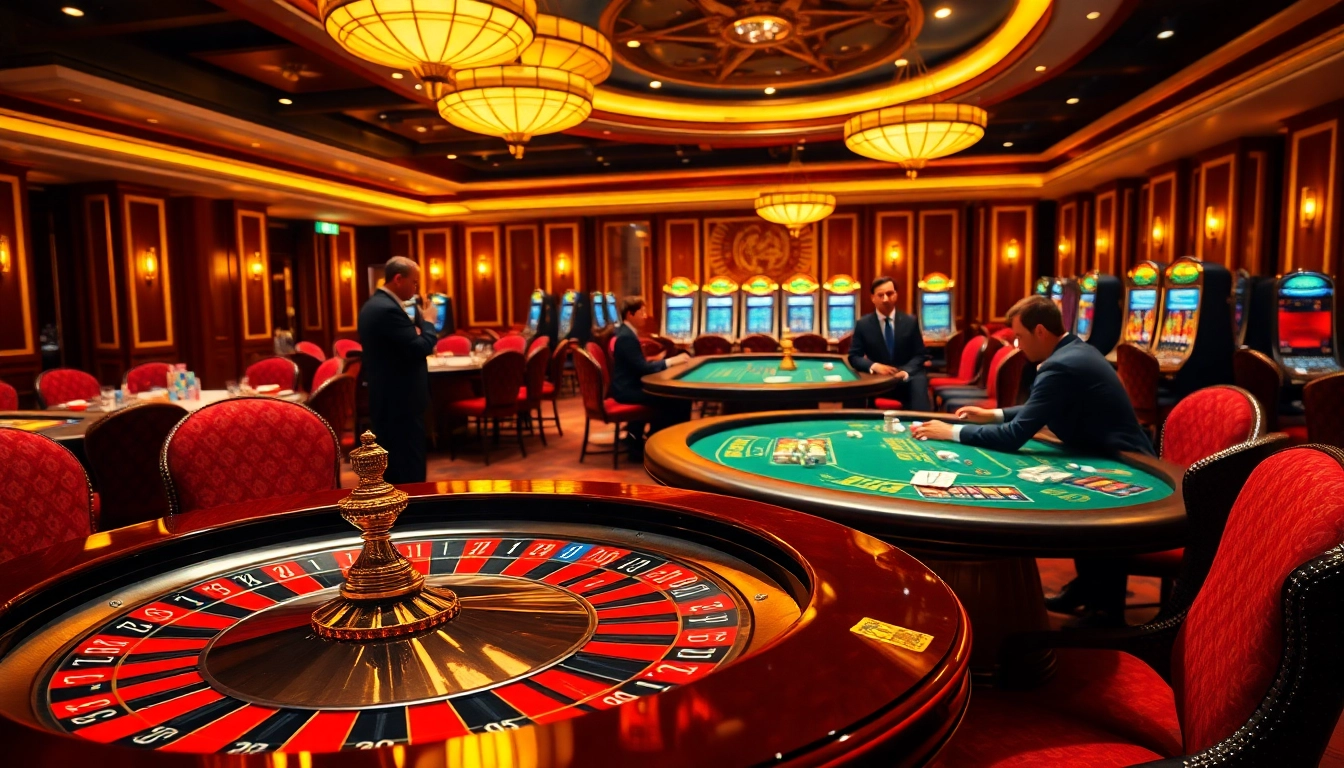 Experience the thrill of rr88 casino gaming with vibrant tables, poker chips, and illuminated machines.