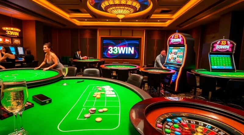 Players enjoying casino games at the 33WIN table, capturing excitement and engagement.