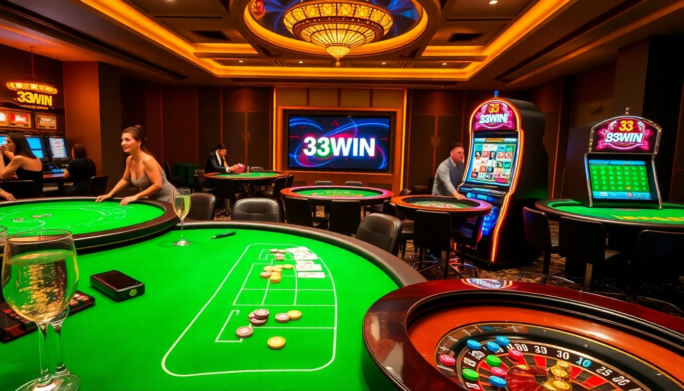 Players enjoying casino games at the 33WIN table, capturing excitement and engagement.