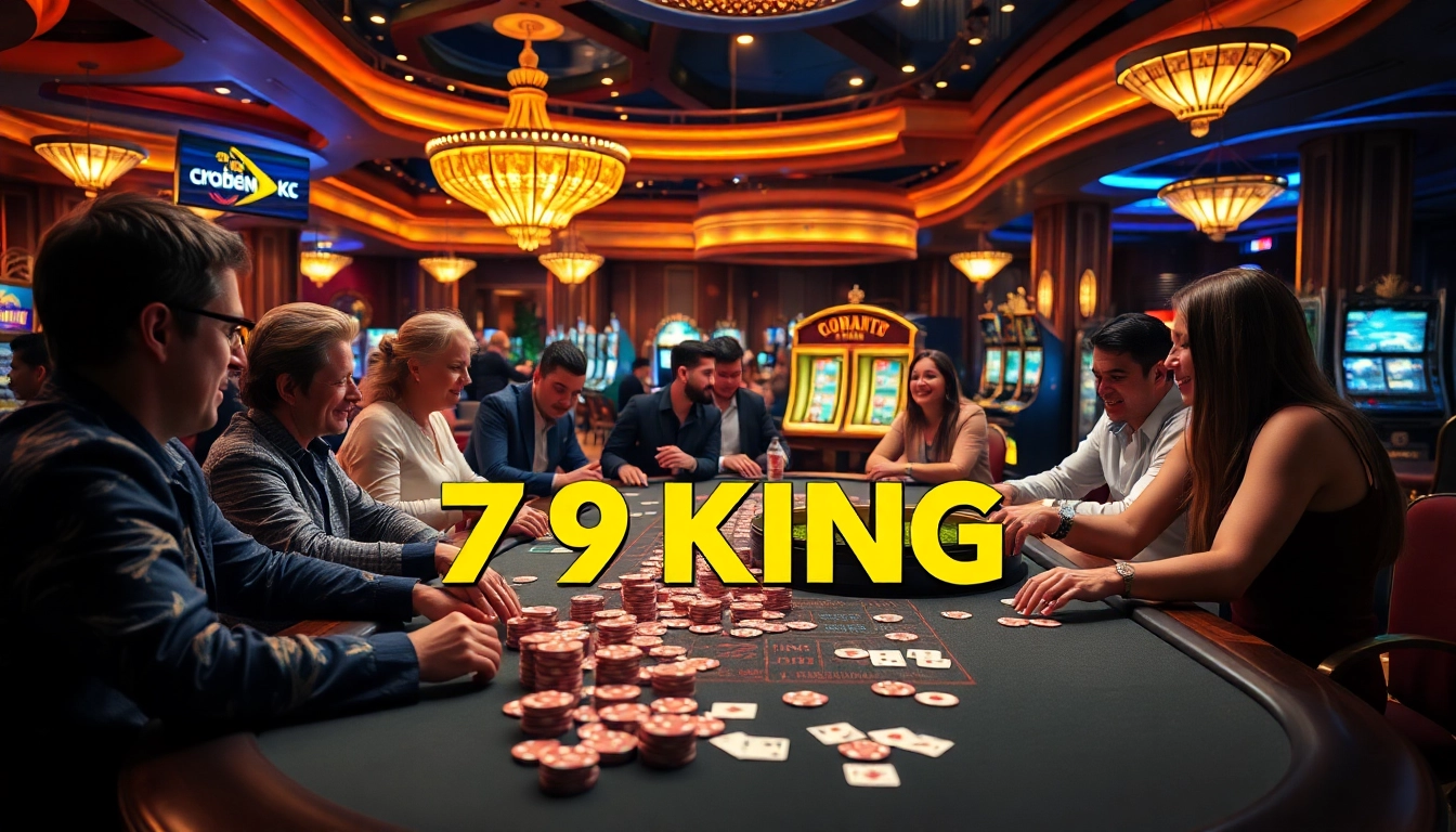 Players enthusiastically engaging at a luxury casino table at 79KING, showcasing vibrant gaming excitement.