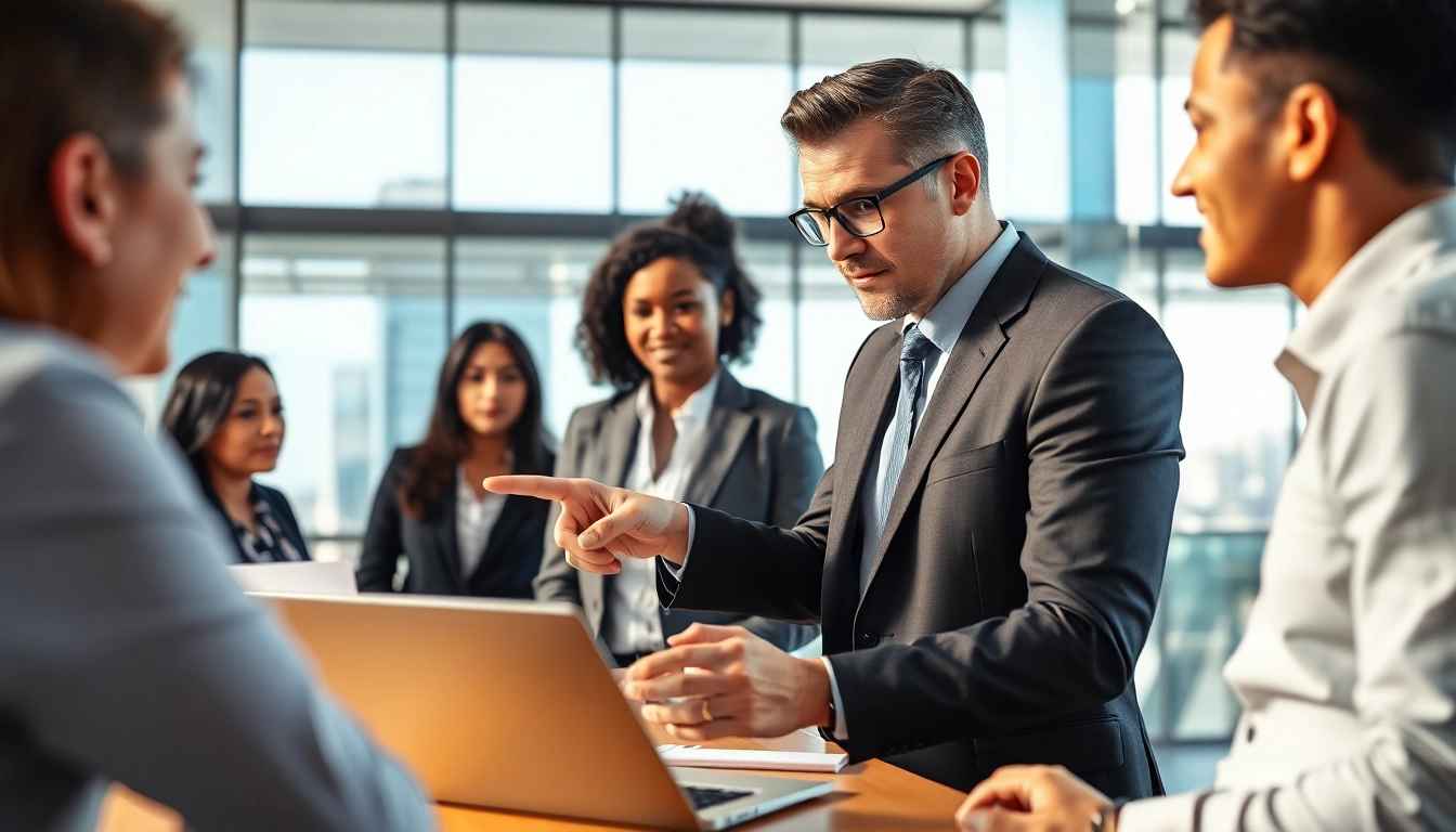 Headhunter IT beraten einen Klienten in einem modernen Büro mit einem Stadtblick.
