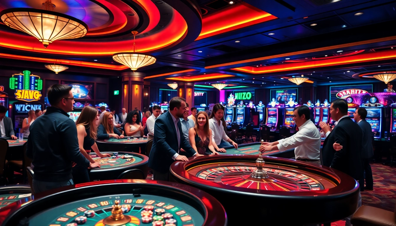 Experience excitement at https://f8bet.ventures/ with vibrant casino gaming tables and festive players.