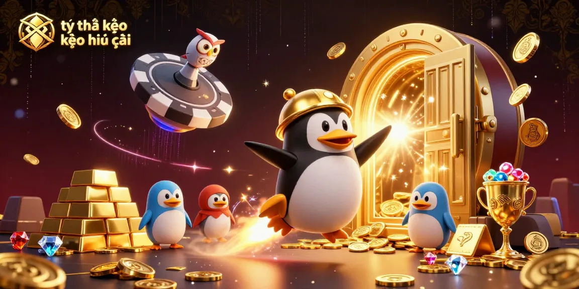 Watch the golden penguin represent tỷ lệ kèo kèo nhà cái as it rides through a sparkling casino universe.