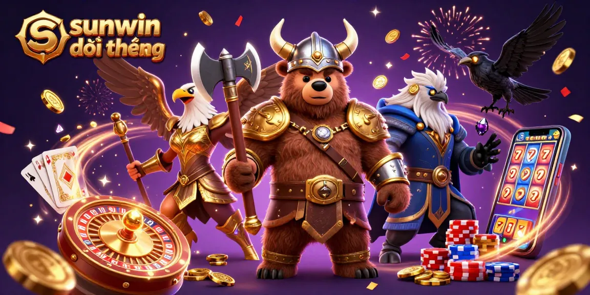 Enjoy thrilling action with sunwin đổi thưởng as Viking bear, Valkyrie eagle, and Odin's ravens engage in dynamic casino fun.