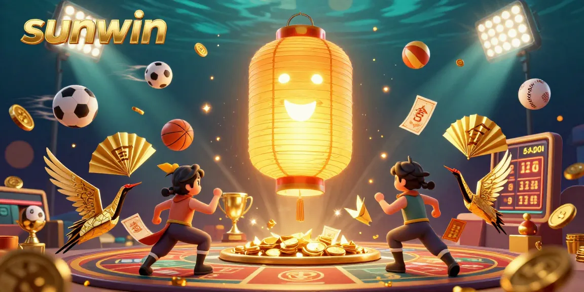 Experience dynamic betting action with sunwin in a lively casino scene filled with golden spirits and sports elements.