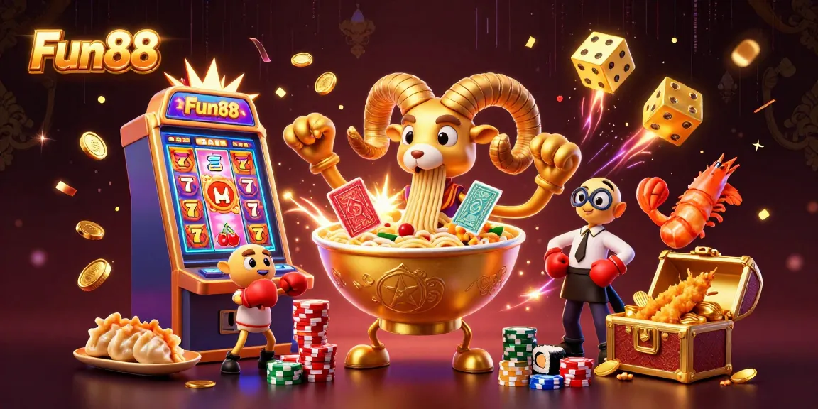 Engage with Fun88's vibrant 3D casino scene featuring dynamic characters and exciting game elements.